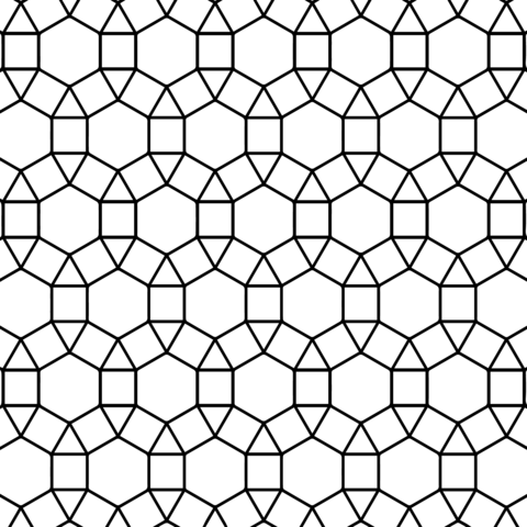 Tessellation With Hexagon, Triangle And Square Coloring Page